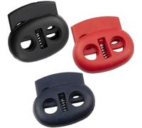 AERZETIX - Lot de 12 bloque-cordons ovales à ressort 23 mm à 2 trous - couleur noir rouge bleu foncé - ouvertures 5 mm - en plastique - ajustement lacets vêtements accessoires