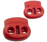 AERZETIX - Lot de 12 bloque-cordons ovales à ressort 23 mm et 20 mm à 2 trous - couleur rouge - ouvertures 5 mm et 4 mm - en plastique - ajustement lacets vêtements accessoires