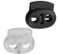 AERZETIX - Lot de 12 bloque-cordons ovales à ressort à 2 trous - couleur noir 23 mm et transparent 24 mm - ouvertures 5 mm - en plastique - ajustement lacets vêtements accessoires