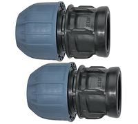 AERZETIX - Lot de 2 - Manchon Adaptateur Fileté - Réducteur de Compression Droit - Raccord Filetage Femelle 3/4" - pour Tuyau Ø20mm - en Polypropylène - Connecteur Réparateur