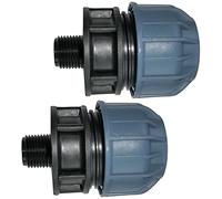 AERZETIX - Lot de 2 Manchon Adaptateur Fileté - Réducteur de Compression Droit - Raccord Filetage Mâle 1/2" - pour Tuyau d'Eau Ø32mm - en Polypropylène - Connecteur Réparateur