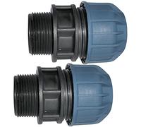 AERZETIX - Lot de 2 Manchon Adaptateur Fileté - Réducteur de Compression Droit - Raccord Filetage Mâle 1/4" - pour Tuyau d'Eau Ø32mm - en Polypropylène - Connecteur Réparateur