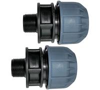 AERZETIX - Lot de 2 Manchon Adaptateur Fileté - Réducteur de Compression Droit - Raccord Filetage Mâle 3/4" - pour Tuyau d'Eau Ø32mm - en Polypropylène - Connecteur Réparateur