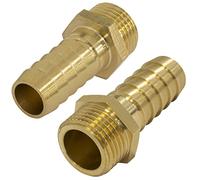 AERZETIX - Lot de 2 Raccords Mâles Cannelés 1/2'' pour Tuyau de Ø16 mm - Filetage Externe - pour Clé 22 mm - Adaptateur Connecteur Système Circuit d'Irrigation Arrosage Pompe - en Laiton - C67076