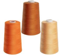 AERZETIX | Lot de 3 bobines de fil à coudre 120 (40/2) 4000 m en polyester | nuance orange | pour travaux d'aiguille, couture, broderie, loisir et artisanat créatif