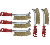 AERZETIX - Lot de 5 Brosses Métalliques avec Fils Ondulés en Acier - Longueur 235mm - Grattoir à Main Convexe avec Poignée en Plastique - Nettoyage/Décapage/Peinture/Rouille - Poils d'Acier Jaunes
