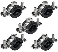 AERZETIX - Lot de 5 Colliers Isophoniques - Support Fixation avec Joint en Caoutchouc - pour Tuyau Ø 1/2'' 21-23mm - DIN EN 10111 - en Acier Inoxydable A2 - à Visser М8