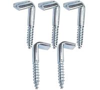 AERZETIX - Lot de 5 - Crochet en Forme de L Ø5.2x40mm - Vis à Bois Fileté - Gond à Talon à Visser - Piton Équerre