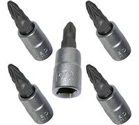 AERZETIX: Lot de 5 embout de vissage cruciforme pozidriv PZ2 sur douille carré 1/4