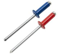 AERZETIX - Lot de 50 Rivets aveugles Ø4х12 mm à tête plate, RAL 3000 rouge feu et RAL 5010 bleu | en aluminium/acier | pour assemblage esthétique et fixation rapide