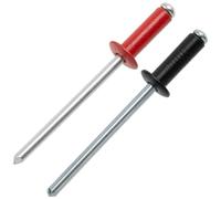 AERZETIX - Lot de 50 Rivets aveugles Ø4х12 mm à tête plate, RAL 9005 noir et RAL 3000 rouge feu | en aluminium/acier | pour assemblage esthétique et fixation rapide