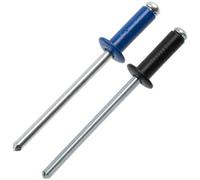 AERZETIX - Lot de 50 Rivets aveugles Ø4х12 mm à tête plate, RAL 9005 noir et RAL 5010 bleu | en aluminium/acier | pour assemblage esthétique et fixation rapide