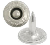 AERZETIX - Lot de 50 Rivets boutons plats ⌀9.5 mm longueur 9 mm - "BASIC JEANS" - en métal - couleur chrome foncé - pour cuir tissu jeans vêtements maroquinerie textile