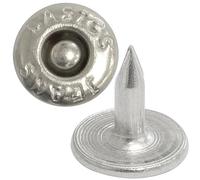 AERZETIX - Lot de 50 Rivets boutons plats ⌀9.5 mm longueur 9 mm - "BASIC JEANS" - en métal - couleur chrome - pour cuir tissu jeans vêtements maroquinerie textile