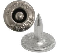 AERZETIX - Lot de 50 Rivets boutons plats ⌀9.5 mm longueur 9 mm - "BASIC JEANS" - en métal - couleur noir chrome - pour cuir tissu jeans vêtements maroquinerie textile