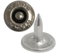 AERZETIX - Lot de 50 Rivets boutons plats ⌀9.5 mm longueur 9 mm - "JEANS WEAR" - en métal - couleur noir chrome - pour cuir tissu jeans vêtements maroquinerie textile