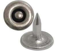 AERZETIX - Lot de 50 Rivets boutons plats ⌀9.5 mm longueur 9 mm - "NEUTRE" - en métal - couleur noir chrome - pour cuir tissu jeans vêtements maroquinerie textile