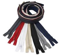 AERZETIX - Lot de 7 Fermetures éclair à glissière spirale N°5 100 cm séparables avec curseur | en métal nylon polyester | couleur rouge bleu foncé gris foncé gris beige clair noir blanc