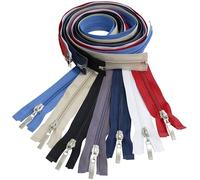 AERZETIX - Lot de 7 Fermetures éclair à glissière spirale N°5 75 cm séparables avec tirette décorative | en métal nylon polyester | bleu foncé noir lilas-gris blanc bleu saphir beige clair rouge