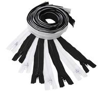 AERZETIX - Lot de 8 Fermetures éclair à glissière spirale N°5 100 cm séparables avec curseur | en métal nylon polyester | couleur noir et blanc
