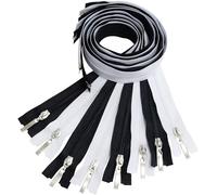 AERZETIX - Lot de 8 Fermetures éclair à glissière spirale N°5 70 cm séparables avec tirette décorative pour couture vêtements sacs | en métal nylon polyester | couleur noir et blanc