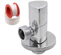 AERZETIX - Robinet d'Arrêt Équerre 1/2"x1/2" - C74939 - avec Rosace et Joint PTFE - Poignée Triangulaire - en Laiton et Revêtement Nickelé - Vanne d'Eau Raccord Lavabo Salle de Bain Cuisine