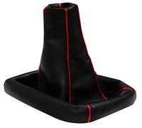 AERZETIX: Soufflet de Levier de Vitesse en Simili Cuir Noir avec Bordure Rouge