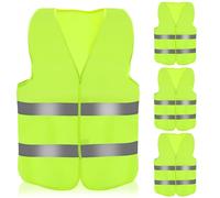 Aerzouser 4-Pack Gilet Jaune Voiture, Gilet Fluorescent de Sécurité, Gilet Jaune Adulte, Adapté aux Secours Routiers de Nuit, équipé de Bandes Réfléchissantes de Haute Qualité(4 Pièces)