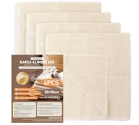 Aerzouser 4 PCS Etamine Alimentaire，100% Coton non Blanchi，50 x 50 cm Mousseline Alimentaire，Gaze Alimentaire，Etamine Fromage，Pour lait de Noix, jus, Fromage, Yaourt et Autres Aliments (4PC)