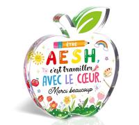 AESH Acrylique Merci Cadeau Maitresse D'école Personnalisé de Fin d'année Scolaire pour Enseignant Support de Table décoratif en Forme de Pomme Idéal pour la Maternelle et Le Jardin d'enfants
