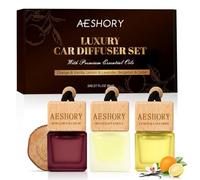 AESHORY Agrumes Bouteille de Parfum de Voiture 3 x 8ML | Diffuseur de Parfum Suspendu pour Voiture | Désodorisants pour Voiture | Parfum Voiture - Orange & Vanille,Citron & Lavande,Bergamote & Cèdre