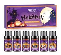 AESHORY Huiles Essentielles de Halloween 6X10ML, Huiles Essentielles Aromathérapie pour Diffuseur, Des Bonbons ou un Sort/Le Gentil Fantôme/Carnaval Effrayant/Le Jardin des Zombies/La Sorcière Rouge