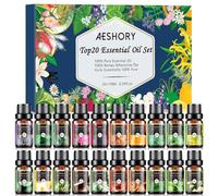 AESHORY Kit Huiles Essentielles 20 X 10ML, Huiles Essentielles Naturelle Aromathérapie pour Diffuseurs, pour SPA, Massage, Idéal Cadeaux Faits Main pour Fêtes - Citron, Rose, Bois de Santal, Jasmin