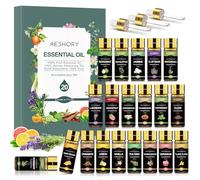 AESHORY Kit Huiles Essentielles 20 x 5ML, Huiles Essentielles Aromathérapie Naturelle pour Diffuseurs, pour SPA, Massage, Bain, Idéal Coffret Cadeau - Lavande, Jasmin, Eucalyptus, Romarin