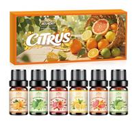 AESHORY Kit Huiles Essentielles Agrumes 6 x 10ML, Huile Essentielle d'agrumes Aromathérapie pour Diffuseur, Orange Sanguine, Orange Amère, Citron Vert, Citron, Bergamote, Pamplemousse