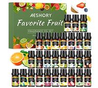 AESHORY Kit Huiles Essentielles Parfumées Aromathérapie Fruitées 28X5ML, Huiles Essentielles Fruitées Naturelle pour Diffuseurs, Adapté aux Massage, DIY Bougie - Pêche, Pomme, Pomelo, Raisin etc