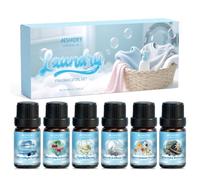 AESHORY Kit Huiles Essentielles pour Laverie 6 x 10ML, Lessive Huile Essentielle pour Diffuseur, Air Frais & Pur, Nettoyage d'avril, Parfum Floral Exceptionnel, Fleurs & Baies, Vent au Clair de Lune