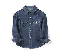 Aeslech Chemise en jean léger à manches longues pour garçon - Bleu - 7-8 ans