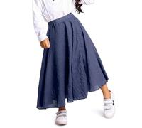 Aeslech Jupes longues en coton pour petites filles, jupe fluide style bohème, bleu marine, 5 ans