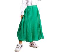 Aeslech Jupes longues en coton pour petites filles, jupe fluide style bohème, vert gazon, 8-9 ans