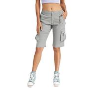 Aeslech Short cargo militaire camouflage pour femme avec 6 poches - Vêtement d'été décontracté pour le travail en plein air, gris clair, 34