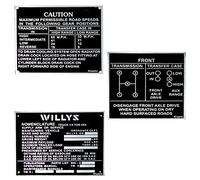 AEspares Lot de 3 plaques de données en aluminium noir pour Jeep Willys D CJ2A CJ3A CJ3