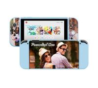 AESTHESTIFY Coque de Protection Personnalisée pour Nintendo Switch OLED avec Photo, Bleue, Housse Fine et Souple en TPU, Personnalisée avec Image, Logo ou Nom