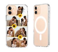 AESTHESTIFY Coque magnétique personnalisée pour iPhone 12 Mini - Coque transparente antichoc compatible avec MagSafe, collage de photos personnalisé | Cadeau unique pour homme et femme