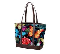 Aesthetic Art Butterfly-1017 Grand sac à main en cuir délavé doux et durable, multicolore, 33,8 x 12 x 31 cm