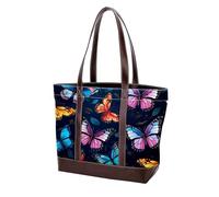 Aesthetic Art Butterfly-1028 Sac à main en cuir durable lavé pour femme avec poignée sur le dessus et poches à fermeture éclair, multicolore, 33,8 x 12 x 31 cm