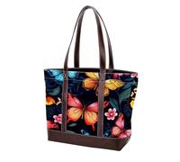Aesthetic Art Butterfly-1035 - Grand sac à main en cuir délavé doux et durable, multicolore, 33,8 x 12 x 31 cm