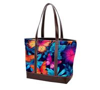 Aesthetic Art Butterfly-1039 Sac fourre-tout en cuir durable et toile pour femme avec poignée sur le dessus, sac besace Hobo, multicolore, 33,8 x 12 x 31 cm