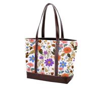 Aesthetic Art Flower-1534 Sac fourre-tout en cuir durable et toile pour femme avec poignée sur le dessus, sac besace Hobo, multicolore, 33,8 x 12 x 31 cm