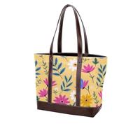 Aesthetic Art Flower-1573 Sac fourre-tout en cuir durable et toile pour femme avec poignée sur le dessus, sac besace Hobo, multicolore, 33,8 x 12 x 31 cm